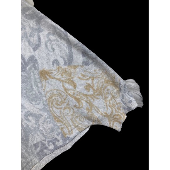 Silver & Gold Sparkling Handkerchief Blouse, Butterfly Sleeves Plus SZ 2X-3XL - Picture 3 of 8